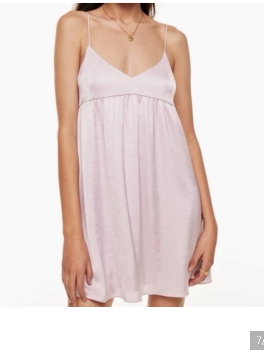 Aritzia Wilfred Babydoll Lover Mini Satin Silk Dress in Light Birch Cream White